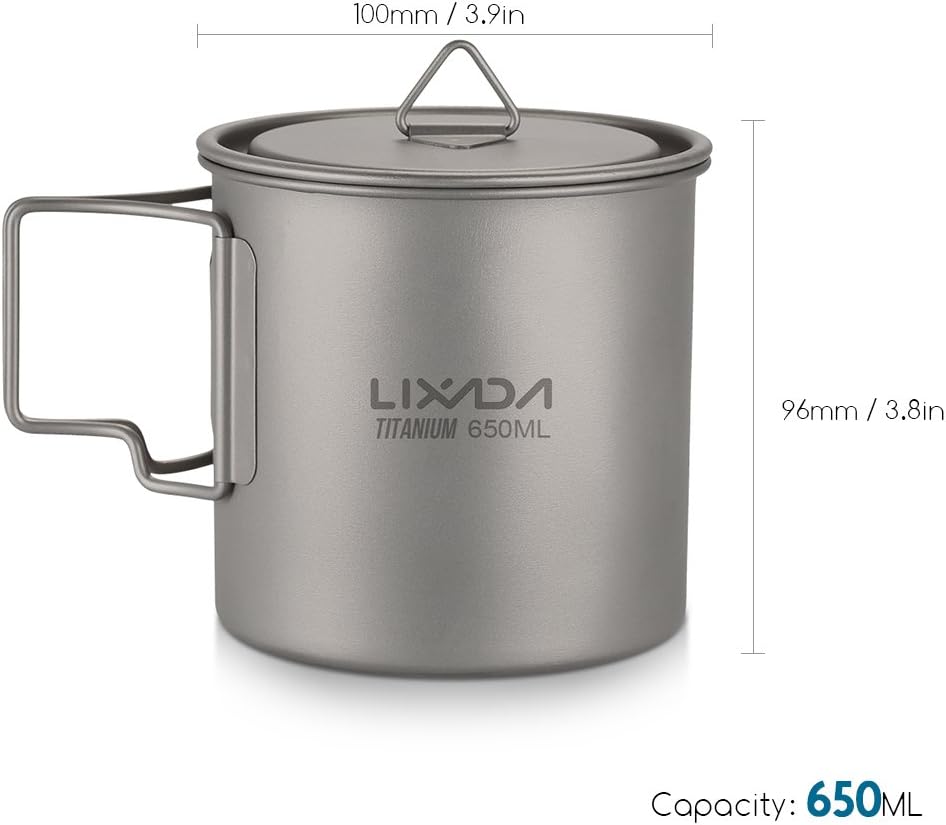 Lixada Titanium Cup Pot Ultralight 900ml - immagine 3