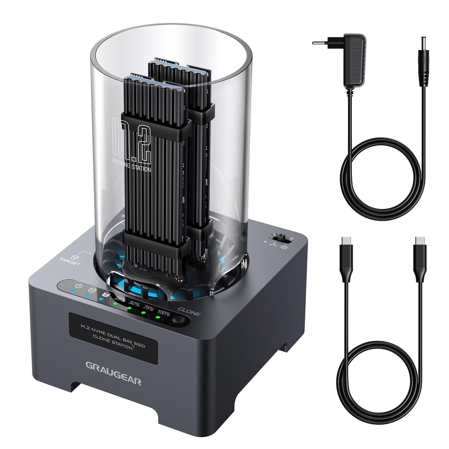 M.2 NVMe SSD Clone Station USB3.2 Gen2x2 20Gbps