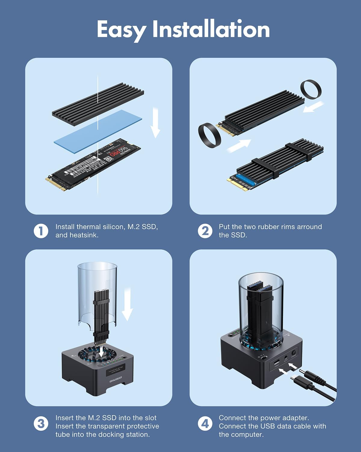 M.2 NVMe SSD Clone Station USB3.2 Gen2x2 20Gbps - immagine 8