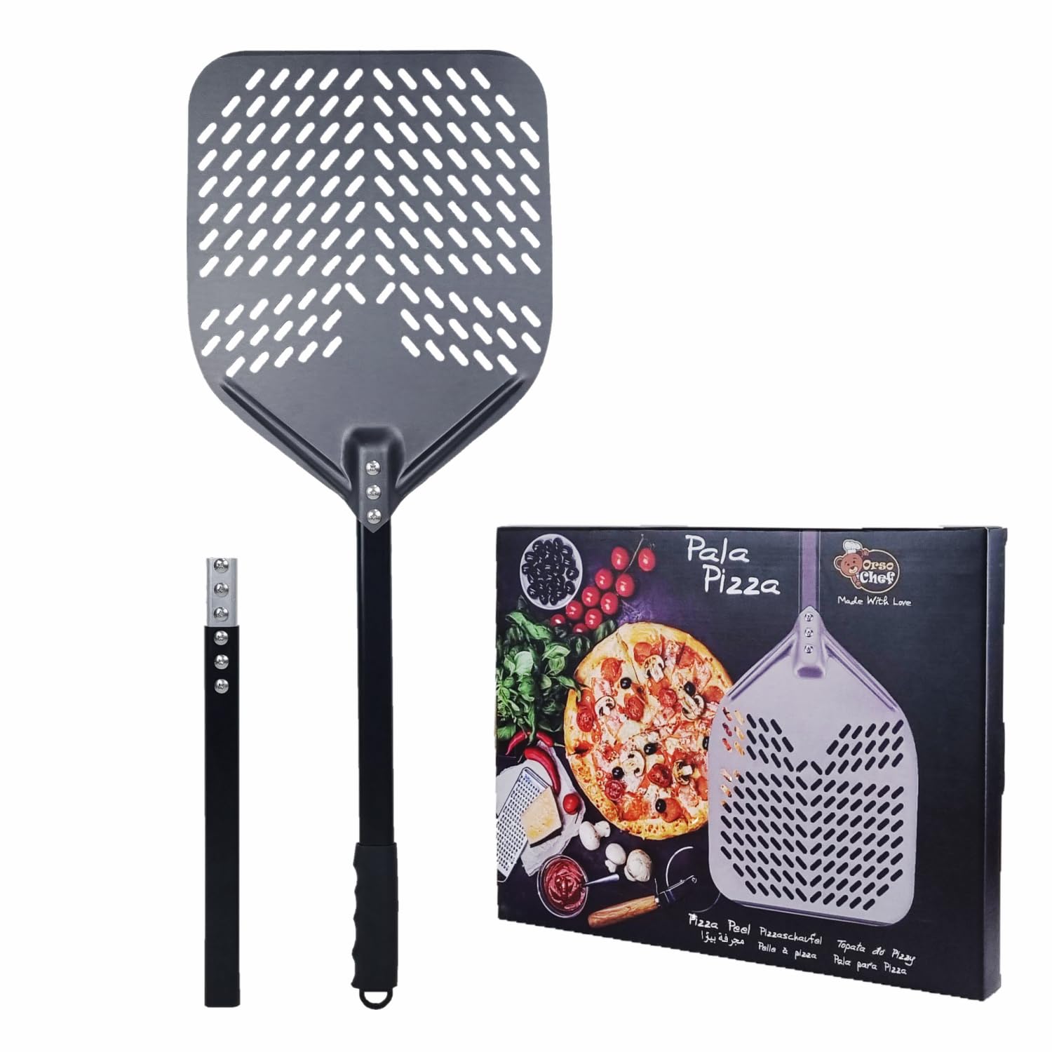 Mastro Spiedino Pala per Pizza Forata 79-110 Cm