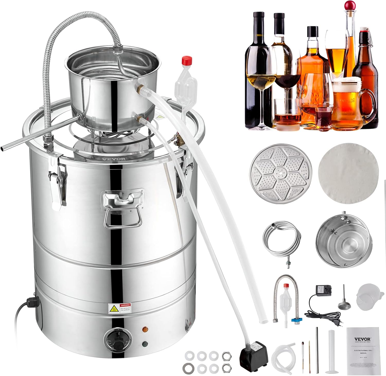 VEVOR Distillatore Elettrico Acciaio Inox 50L 2800W