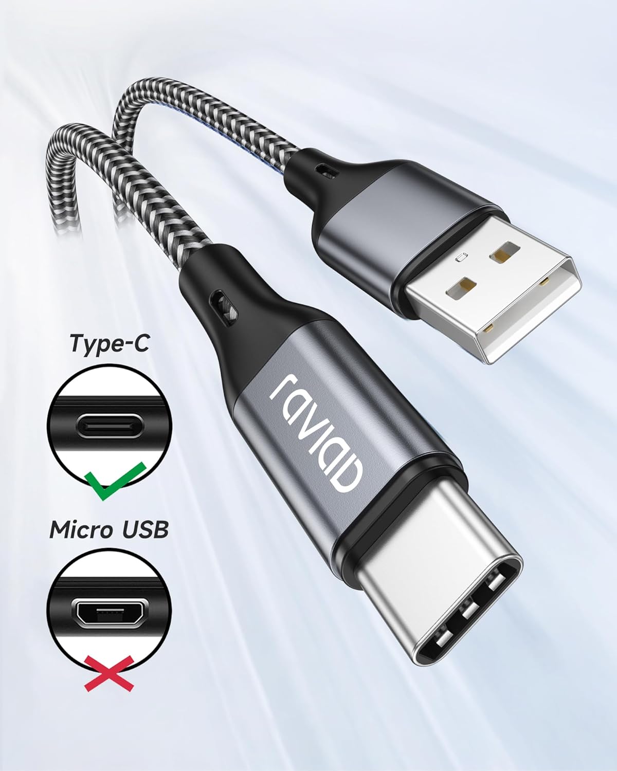 Raviad Cavo USB Type-C Ricarica Rapida 3 Pezzi 2m - immagine 3