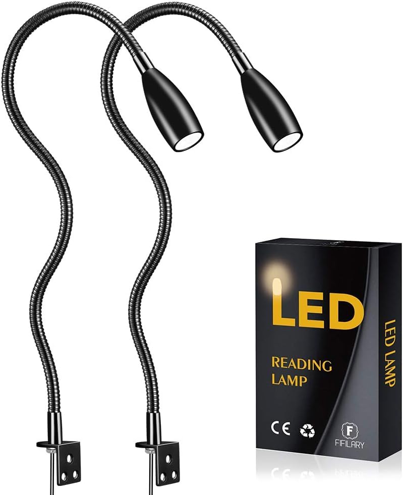 Lampada da Lettura LED da Comodino 200lm 3W, Bianco Caldo
