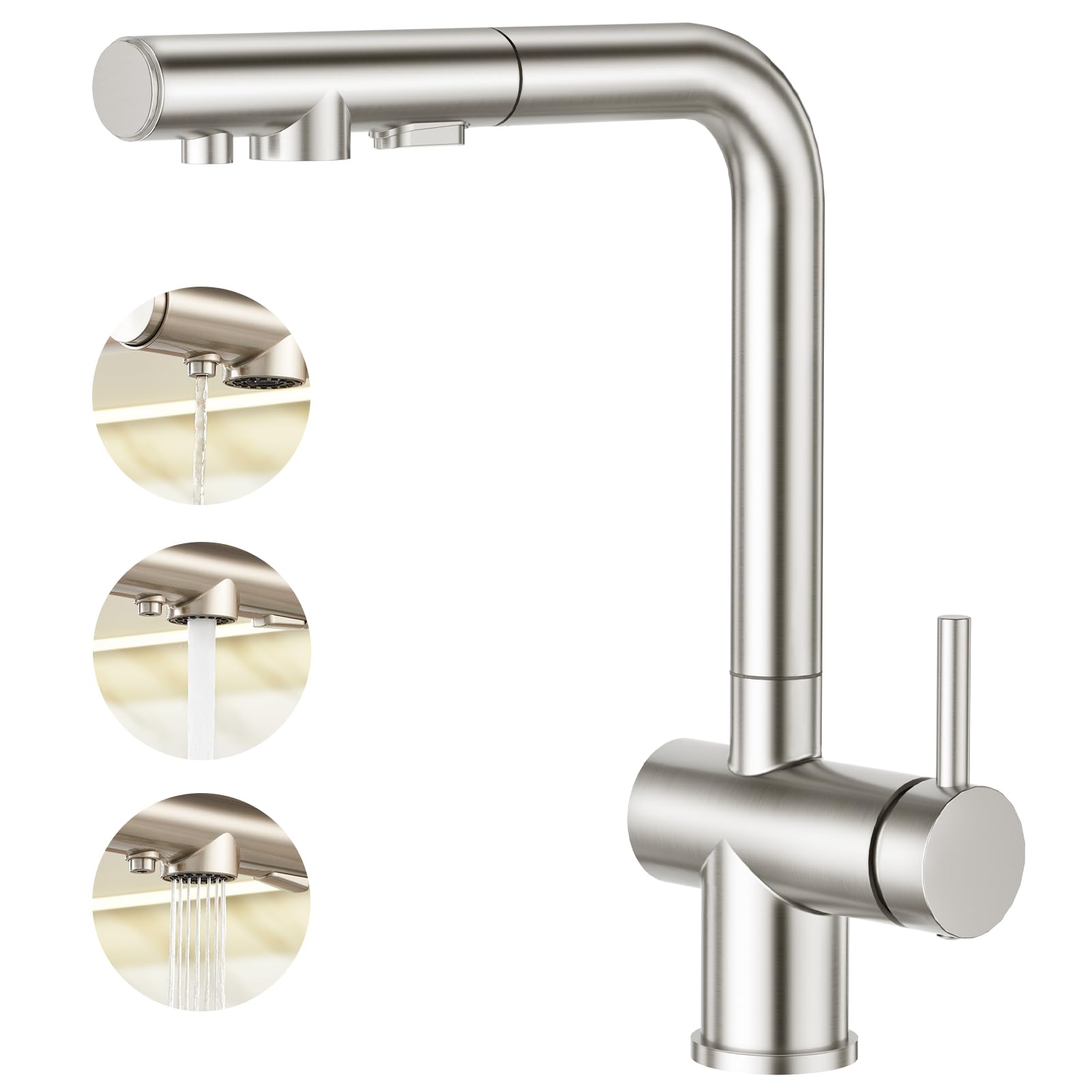 Faustina Rubinetto Cucina 3 Vie con Doccetta Estraibile