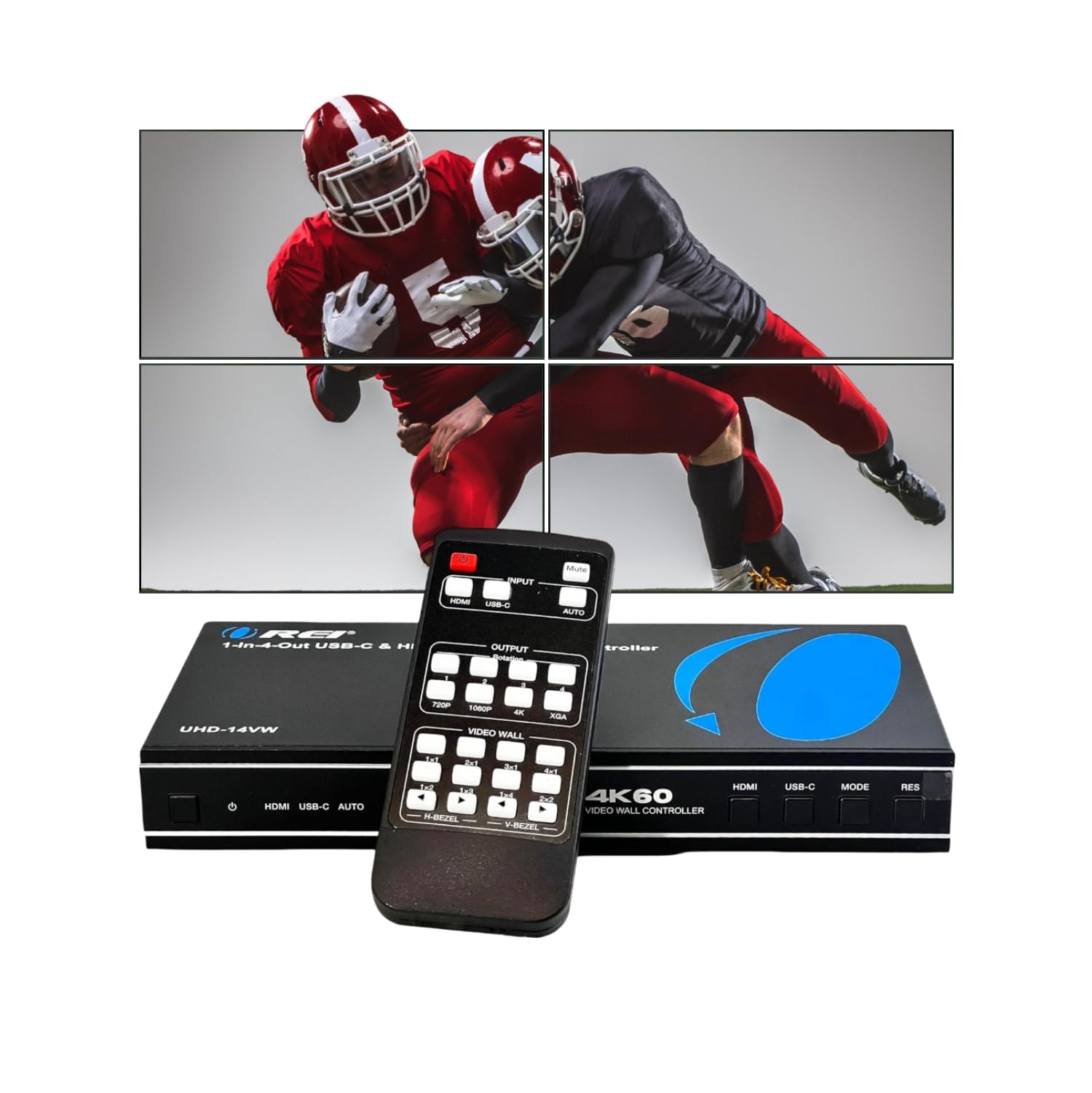 Orei 4K 2x2 HDMI o USB-C Video Wall Controller UHD-14VW