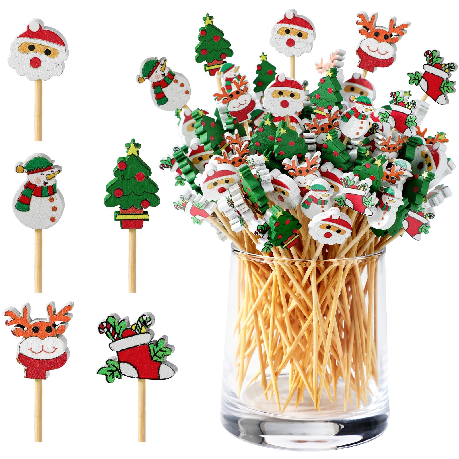 Bekeify 200 Stuzzicadenti da Cocktail Natale 12 CM