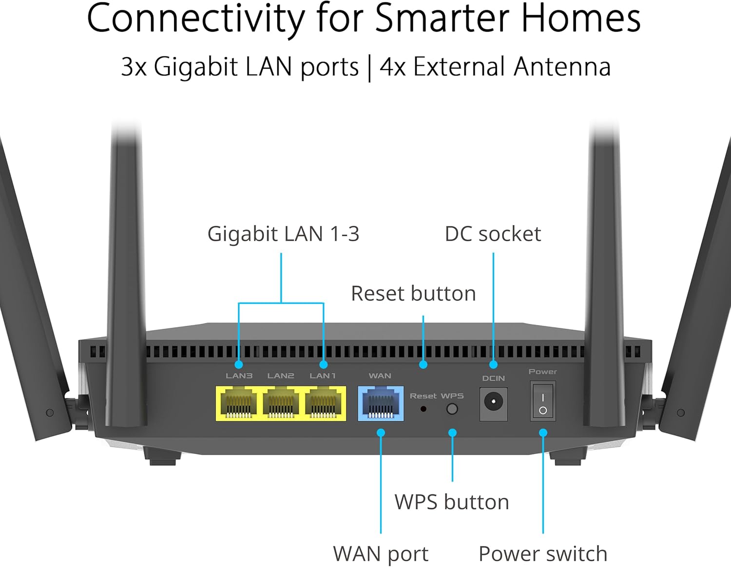 Asus RT-AX52 AX1800 Router Dual Band WiFi 6, Nero - immagine 6