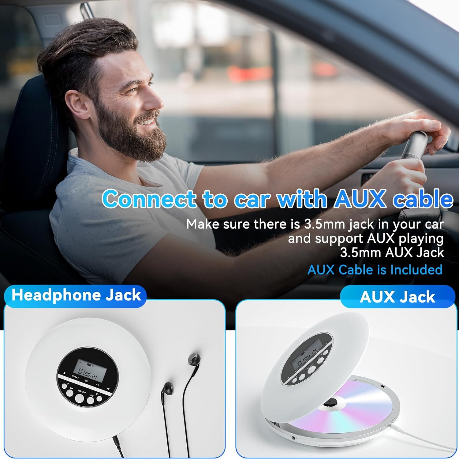 Gueray Lettore CD Portatile HiFi con Cuffie - immagine 2