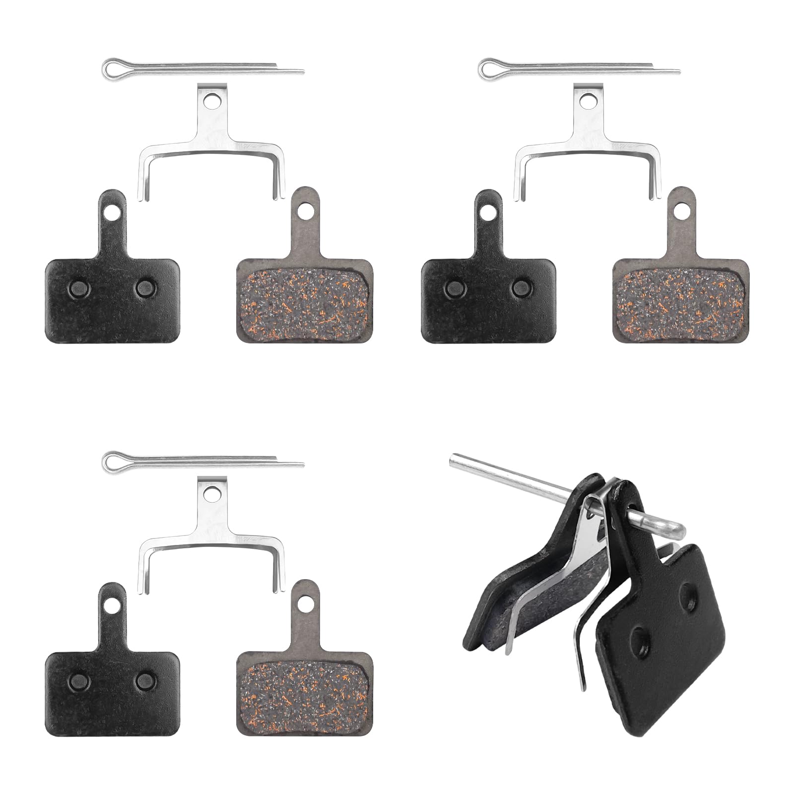 Fousenuk 4 Coppie Pastiglie Freno MTB Semi-Metallo, Nero