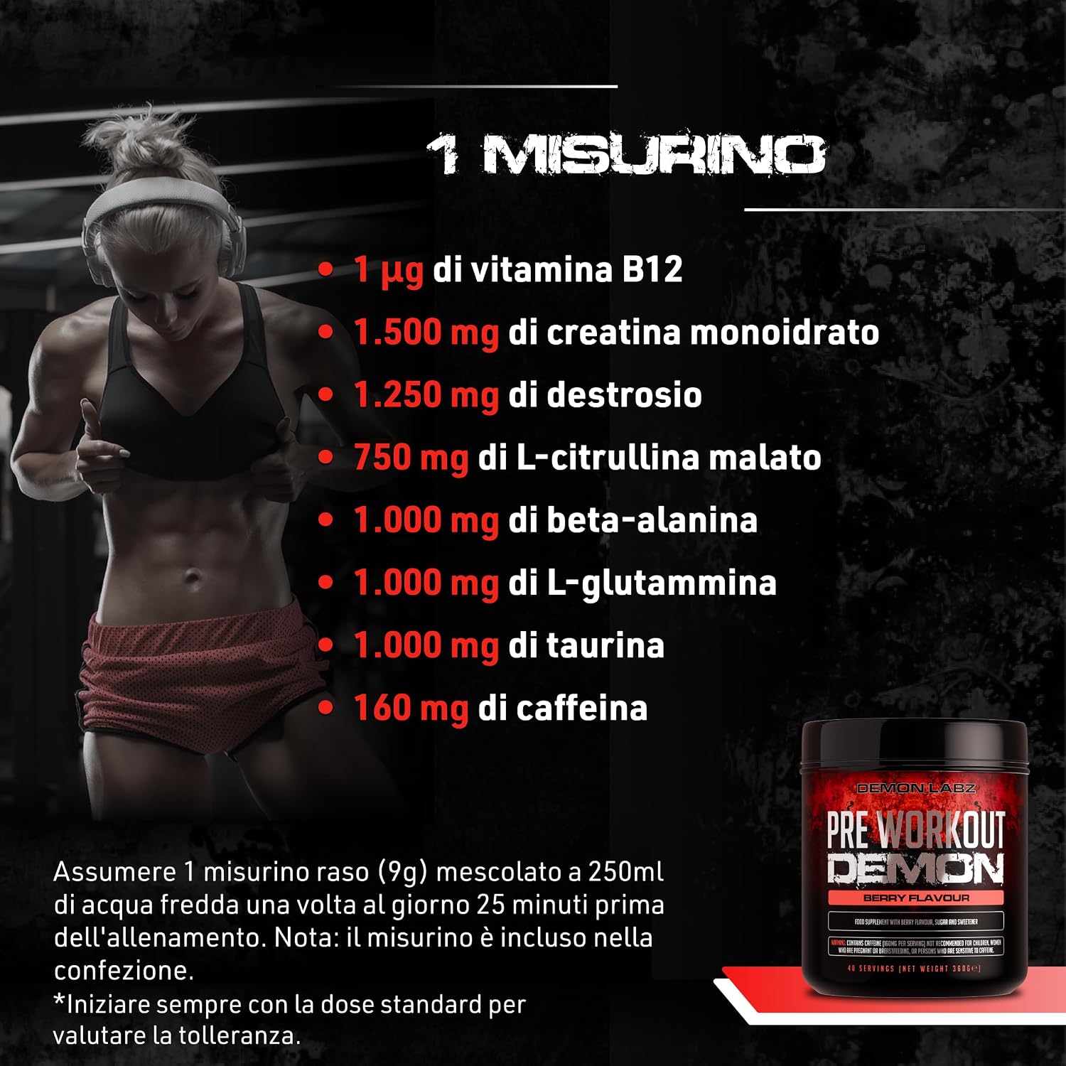 Pre Workout Demon - Integratore pre workout potente con Creatina ...