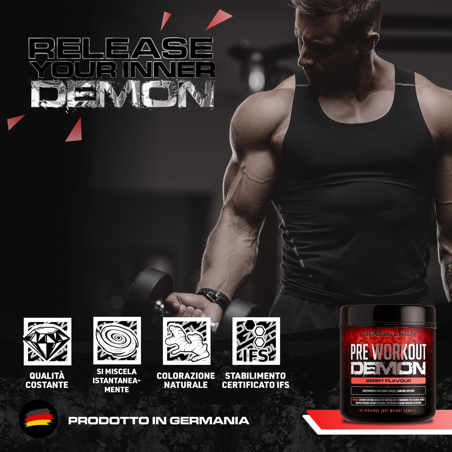 Pre Workout Demon - Integratore pre workout potente con Creatina ...