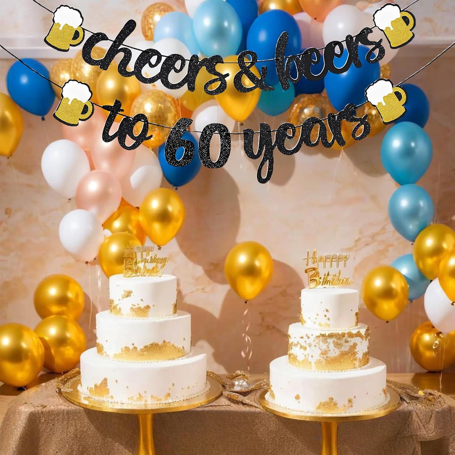 Ghirlanda Decorativa 60° Compleanno Nero Oro - immagine 4