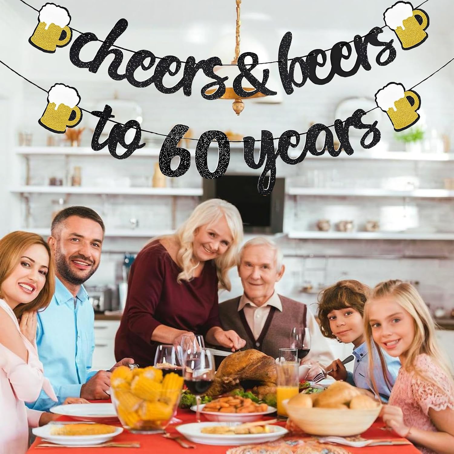 Ghirlanda Decorativa 60° Compleanno Nero Oro - immagine 6