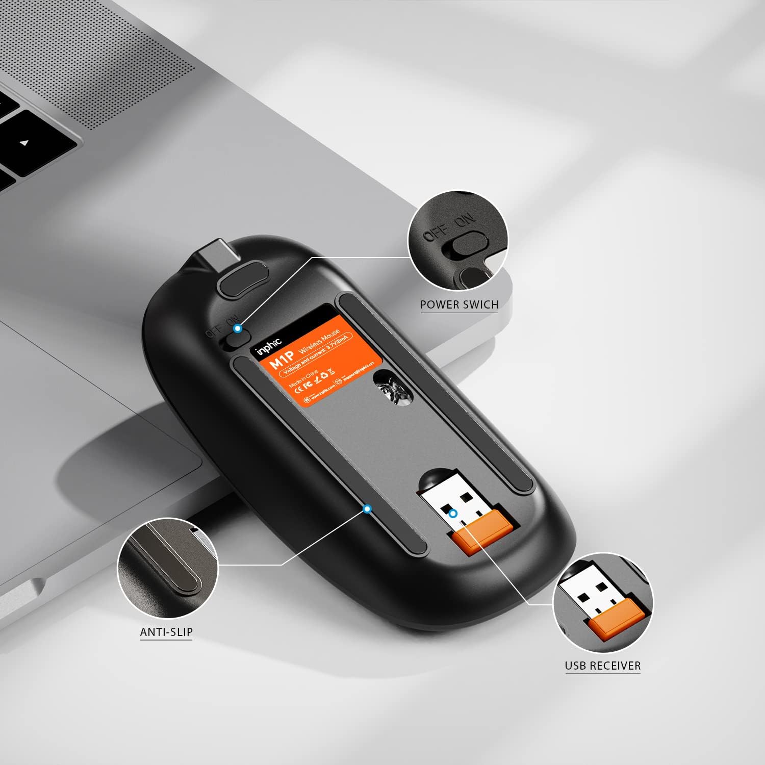 Inphic Mouse Wireless Ricaricabile Ultra Sottile - immagine 7