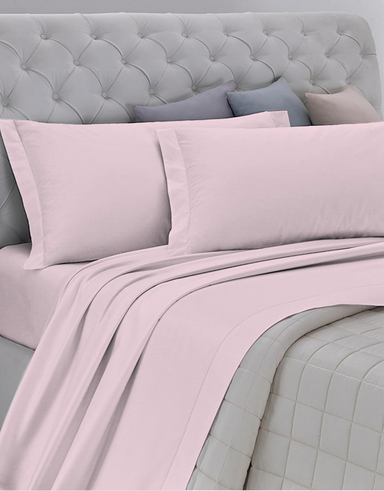 Gemitex Completo Letto Matrimoniale in Flanella Rosa