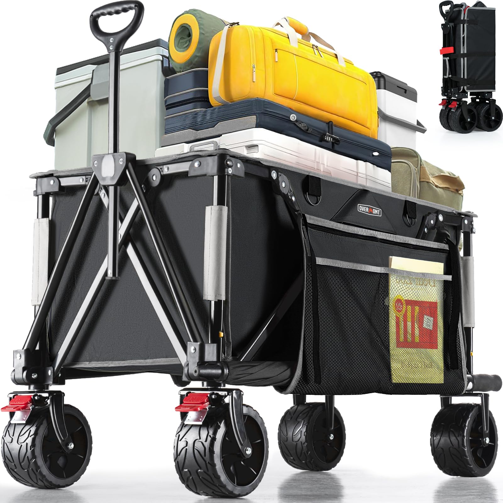 Overmont Carrello da Giardino Pieghevole 150L 150kg