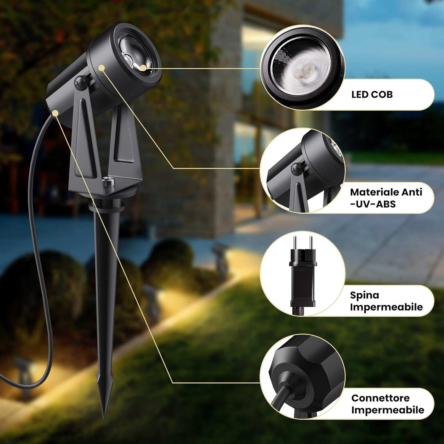 Yuusei Set 6 Luci da Giardino 20m Bianco Caldo 3000K - immagine 2