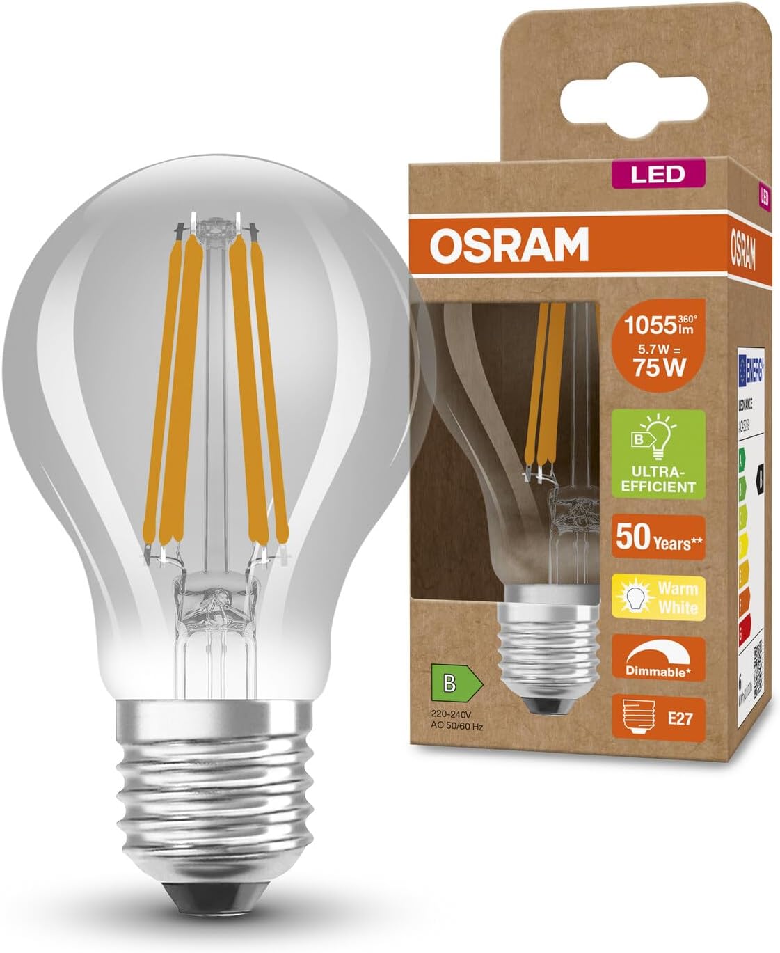 Osram SUPERSTAR+ CLASSIC A FIL 75 - Lampada LED E27