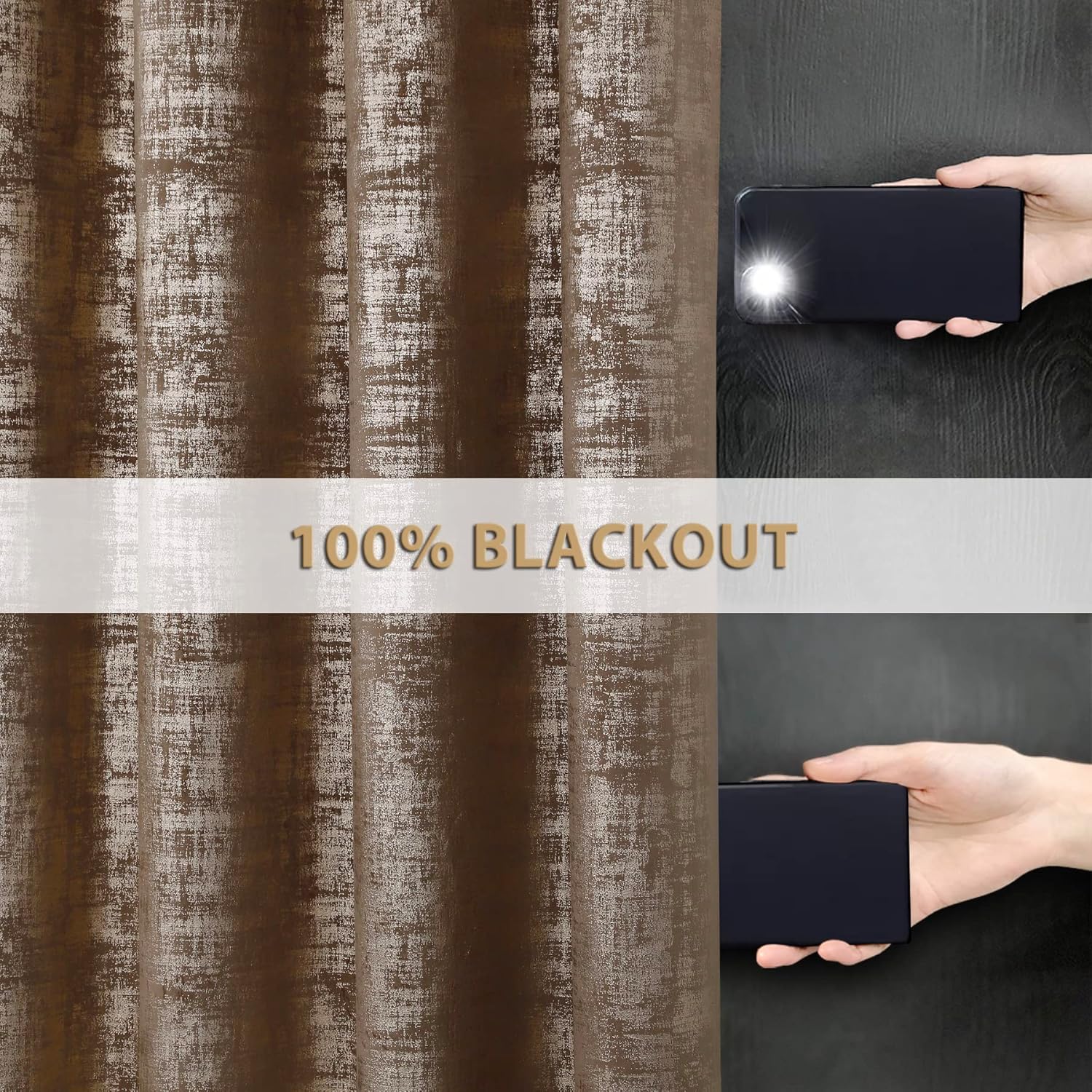 Always4u Tende Oscuranti Velluto Dorato 140x260 cm, Set 2 - immagine 3