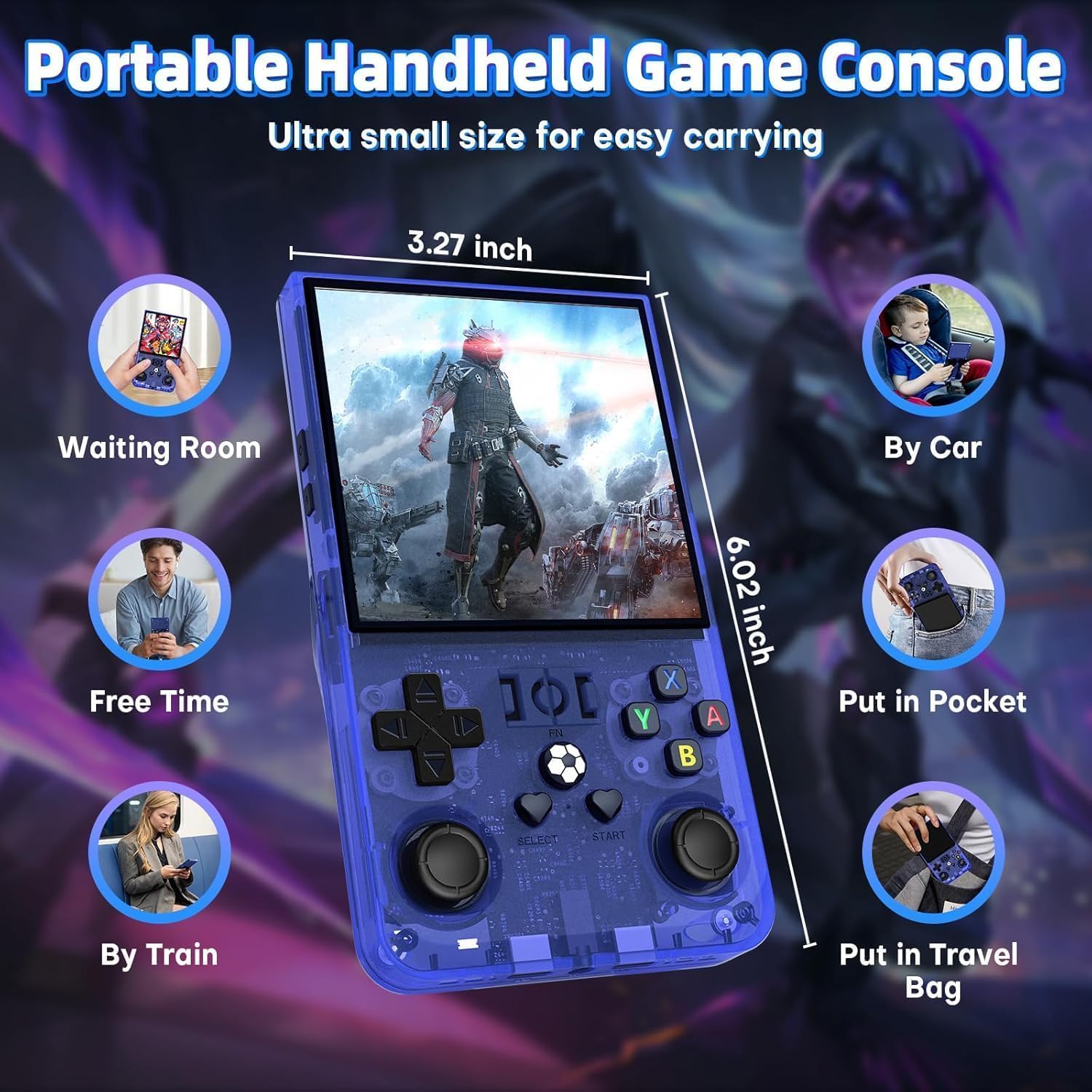 R36MAX Console Portatile Retrò 4000mAh, Blu - immagine 2