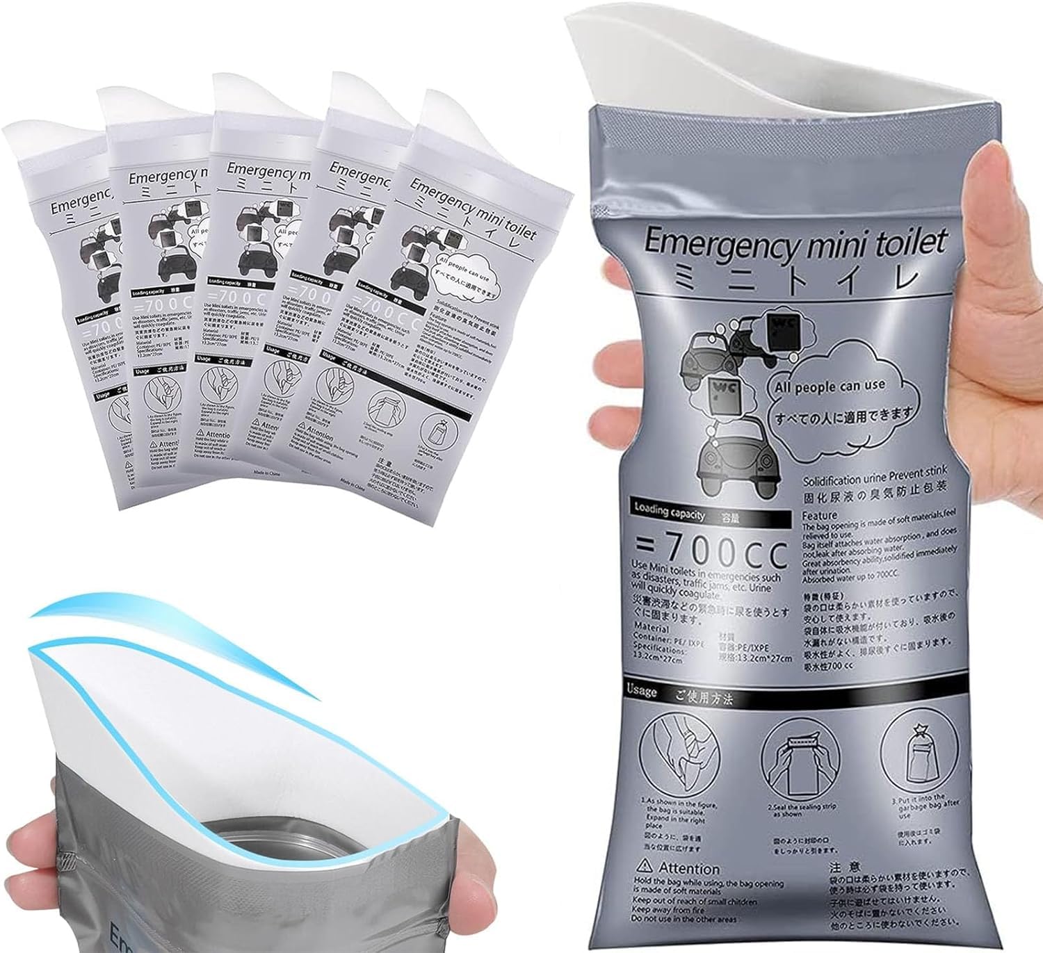 2XK-NOV Sacche Urina USA e Getta 700 ml