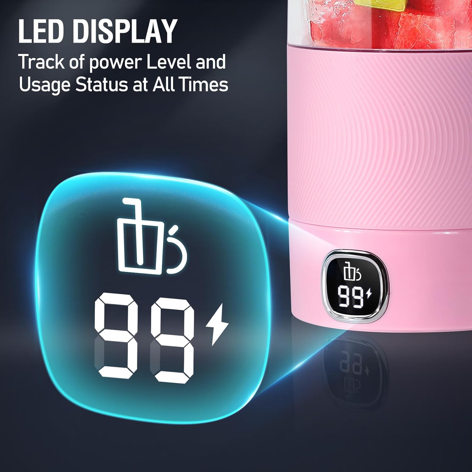 Frullatore Portatile 350ml con Display LED - immagine 2