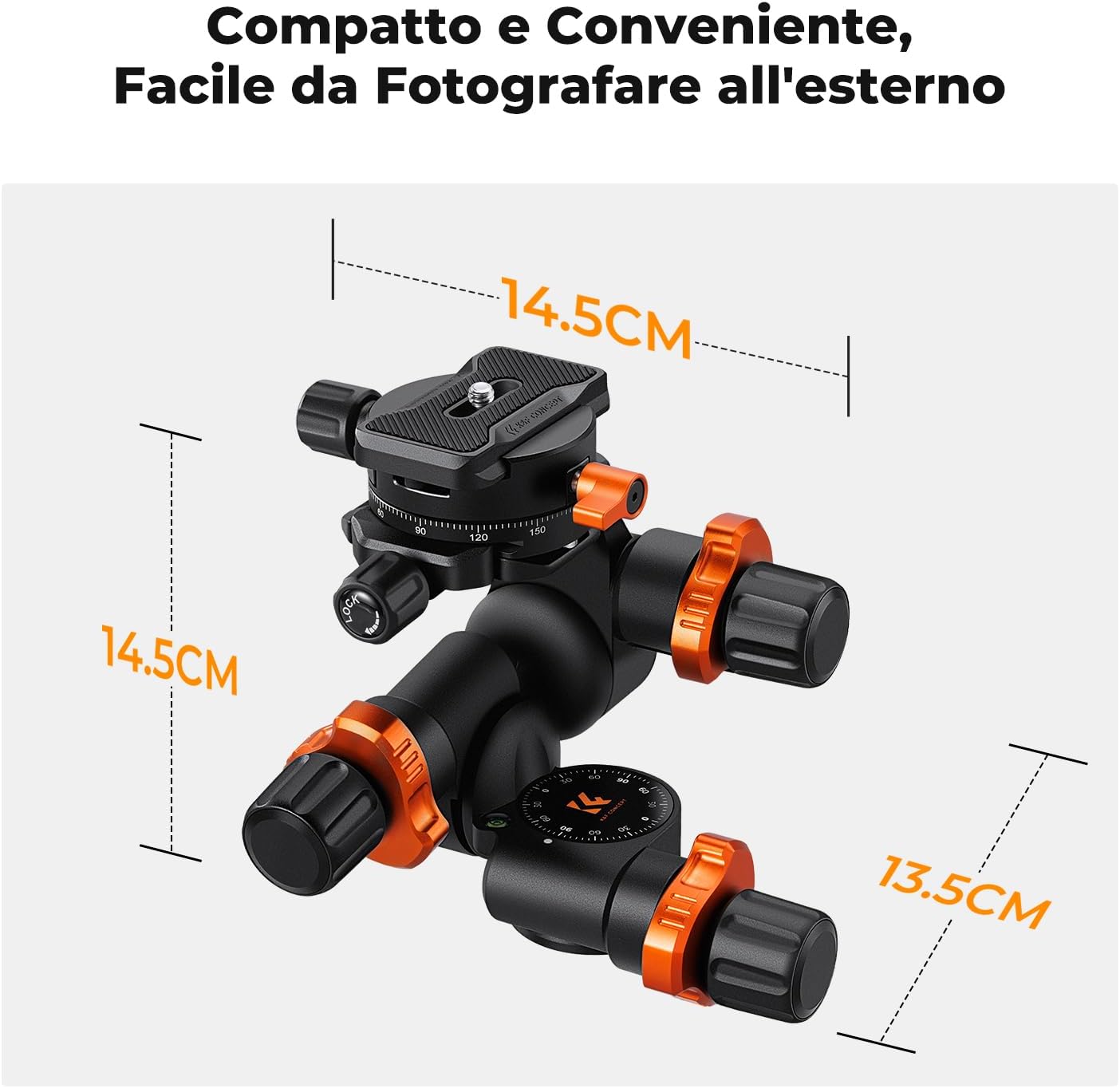 K&f Concept Testa per Treppiede a 3 Vie GD-3W Pro - immagine 7
