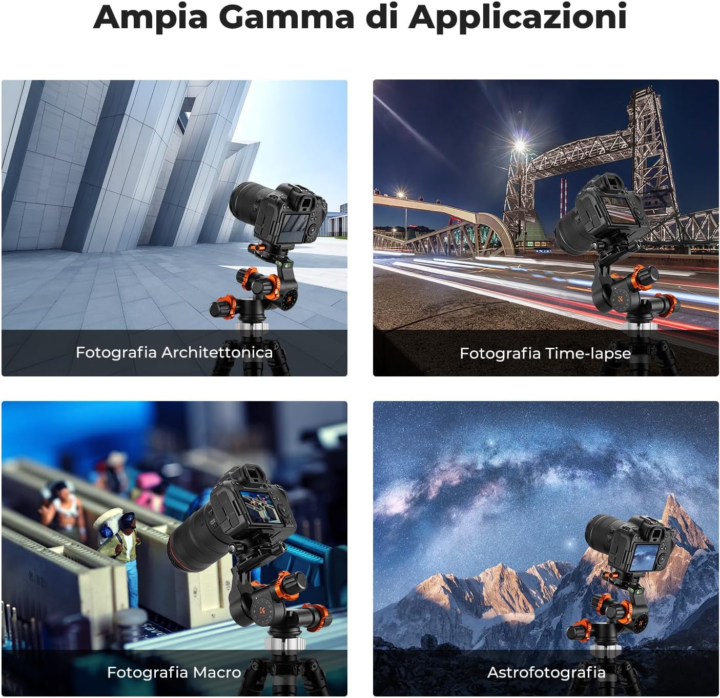 K&f Concept Testa per Treppiede a 3 Vie GD-3W Pro - immagine 8