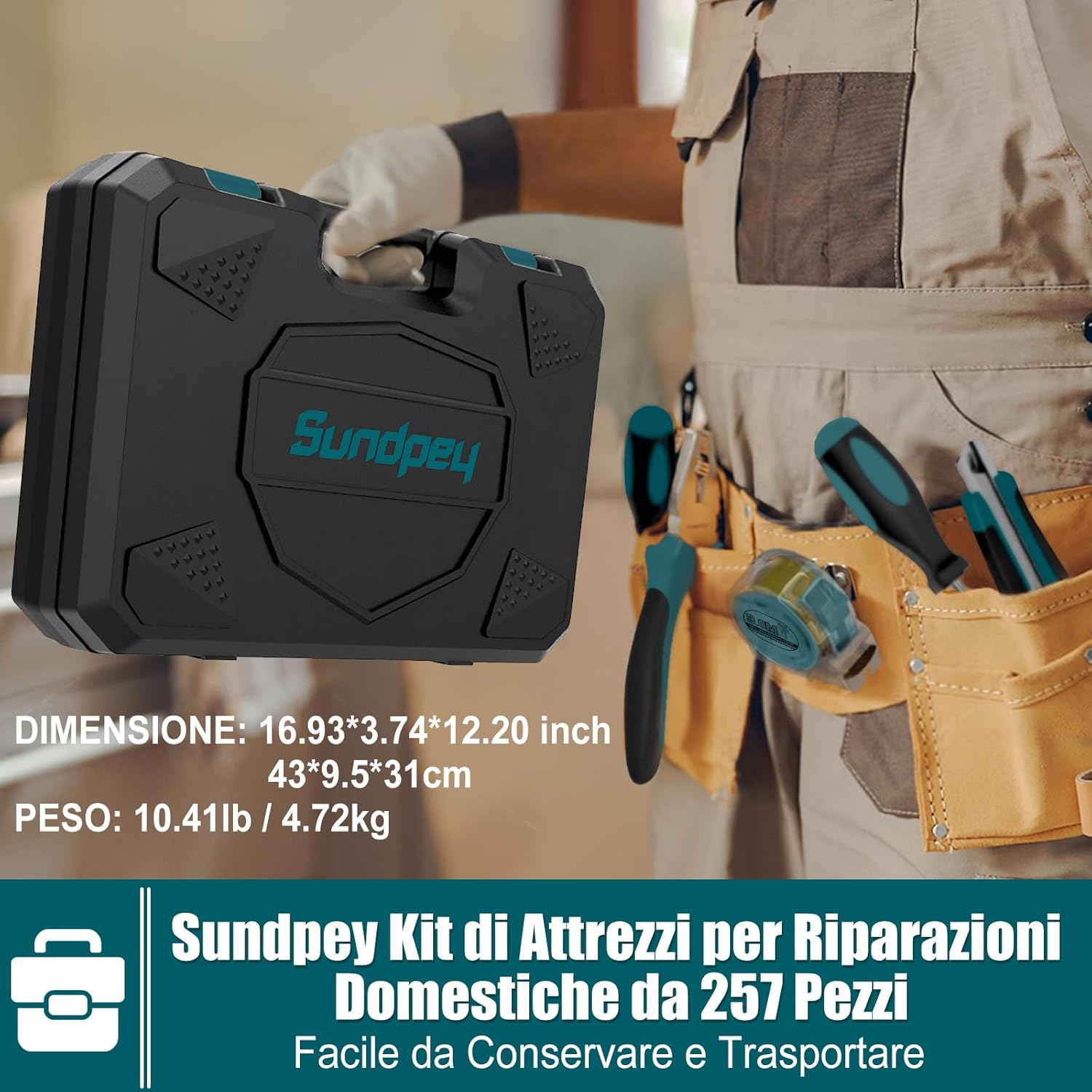 Sundpey Cassetta Attrezzi Completa 257PCS, Blu - immagine 5