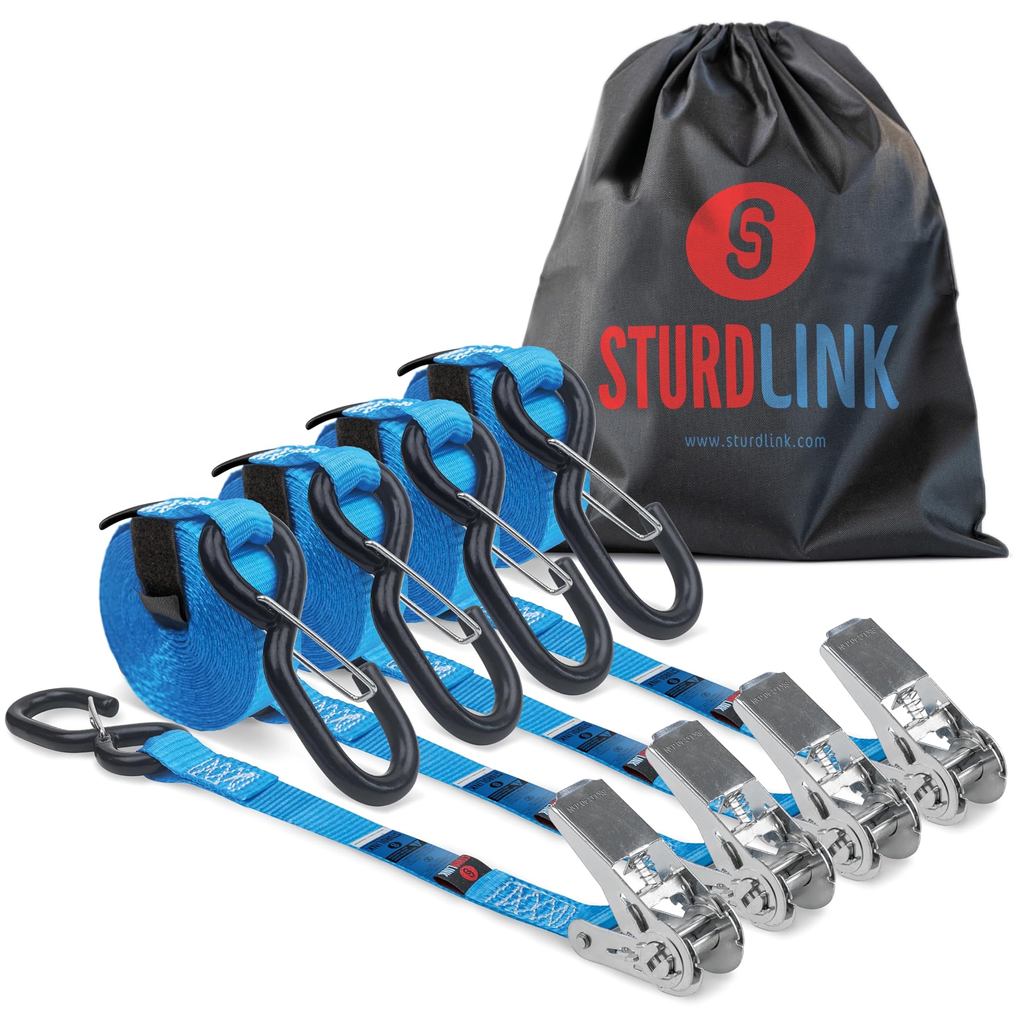 Cinghie di Fissaggio 25mm 5m con Ganci S di Sicurezza