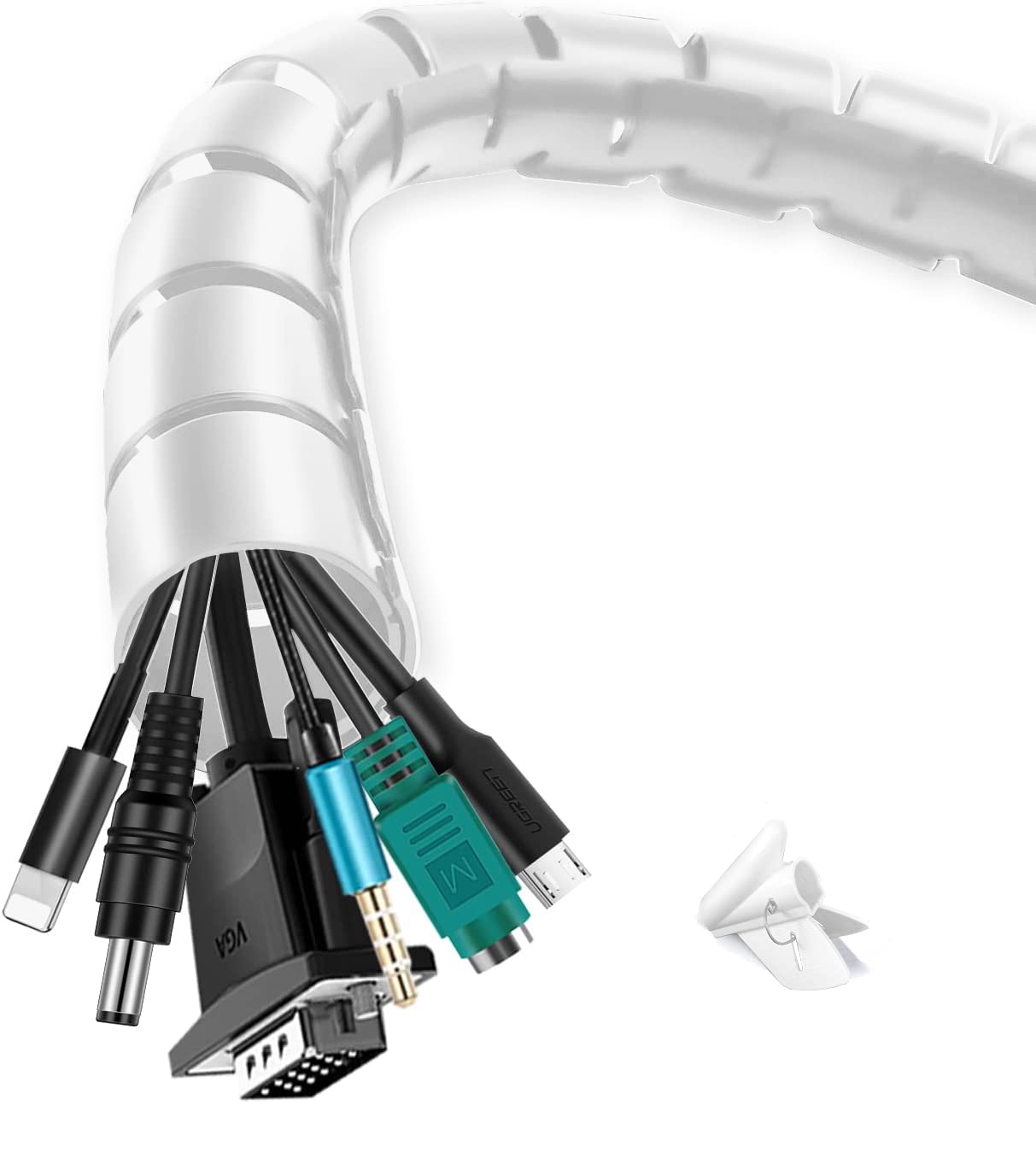 Raccogli Cavi 2x1,5m Guaina Cavi 22/28mm, Bianco