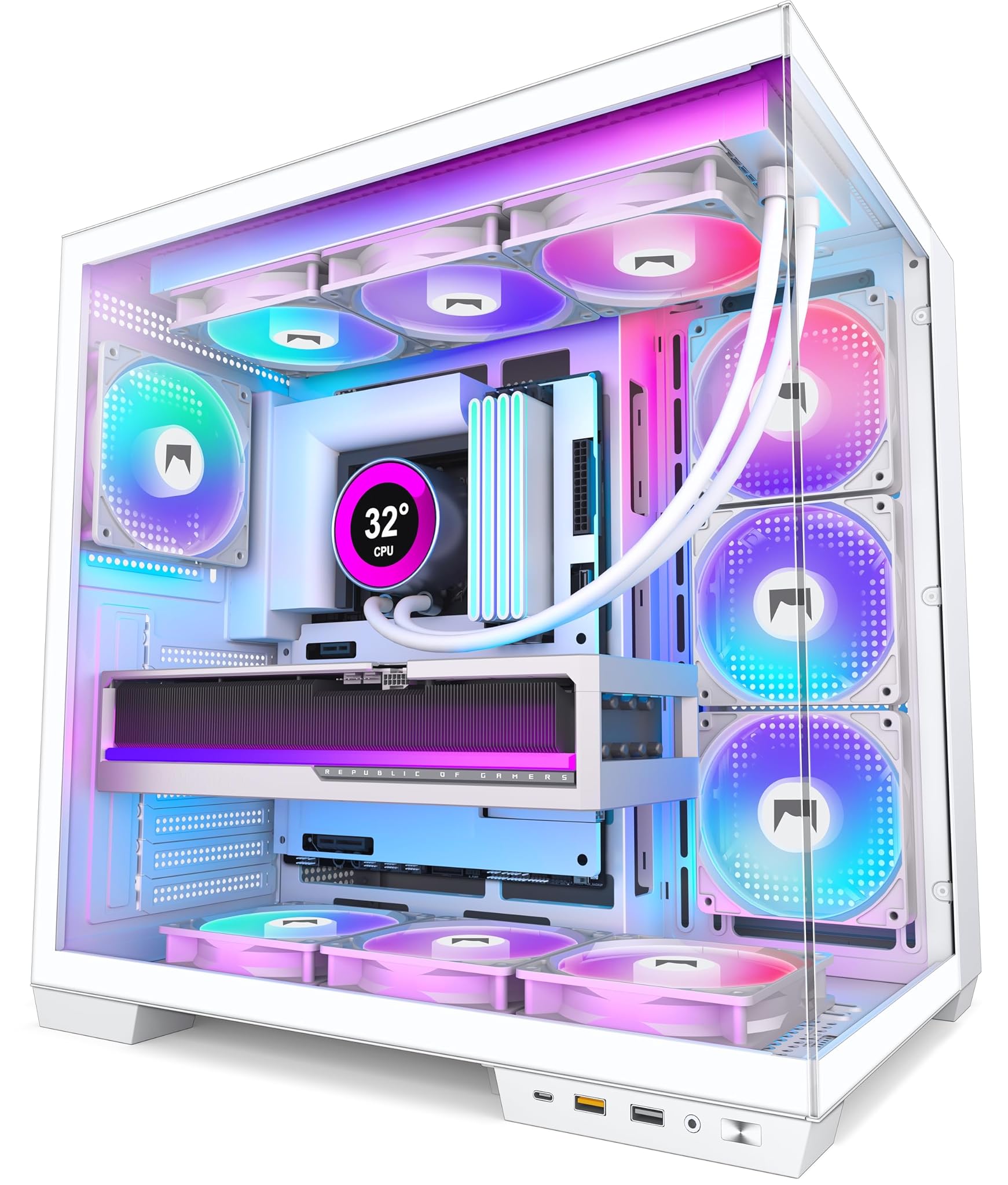 Hyxn H1 Case PC ATX Mid Tower Gaming, Bianco