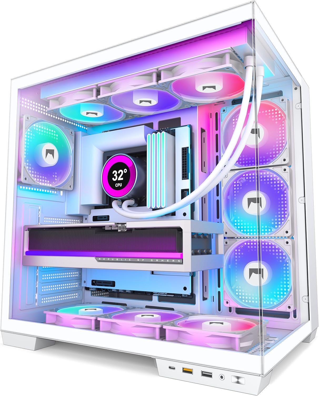 Hyxn H1 Case PC ATX Mid Tower Gaming, Bianco - immagine 1