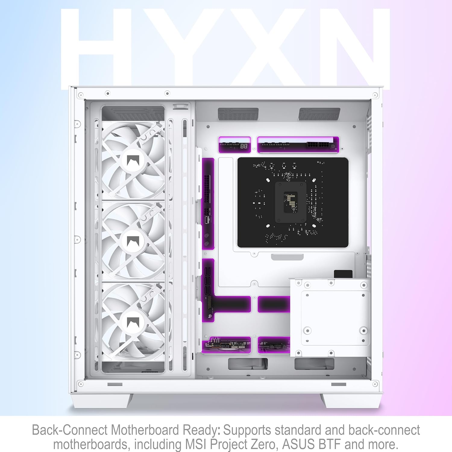 Hyxn H1 Case PC ATX Mid Tower Gaming, Bianco - immagine 5