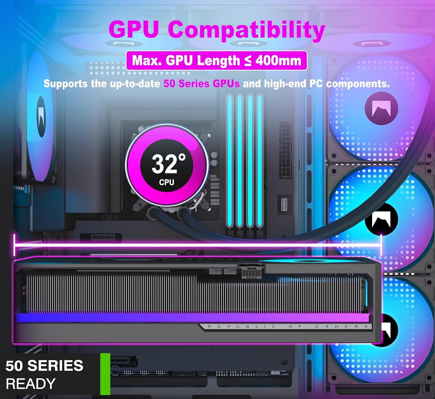 Hyxn H1 Case PC ATX Mid Tower Gaming, Bianco - immagine 7