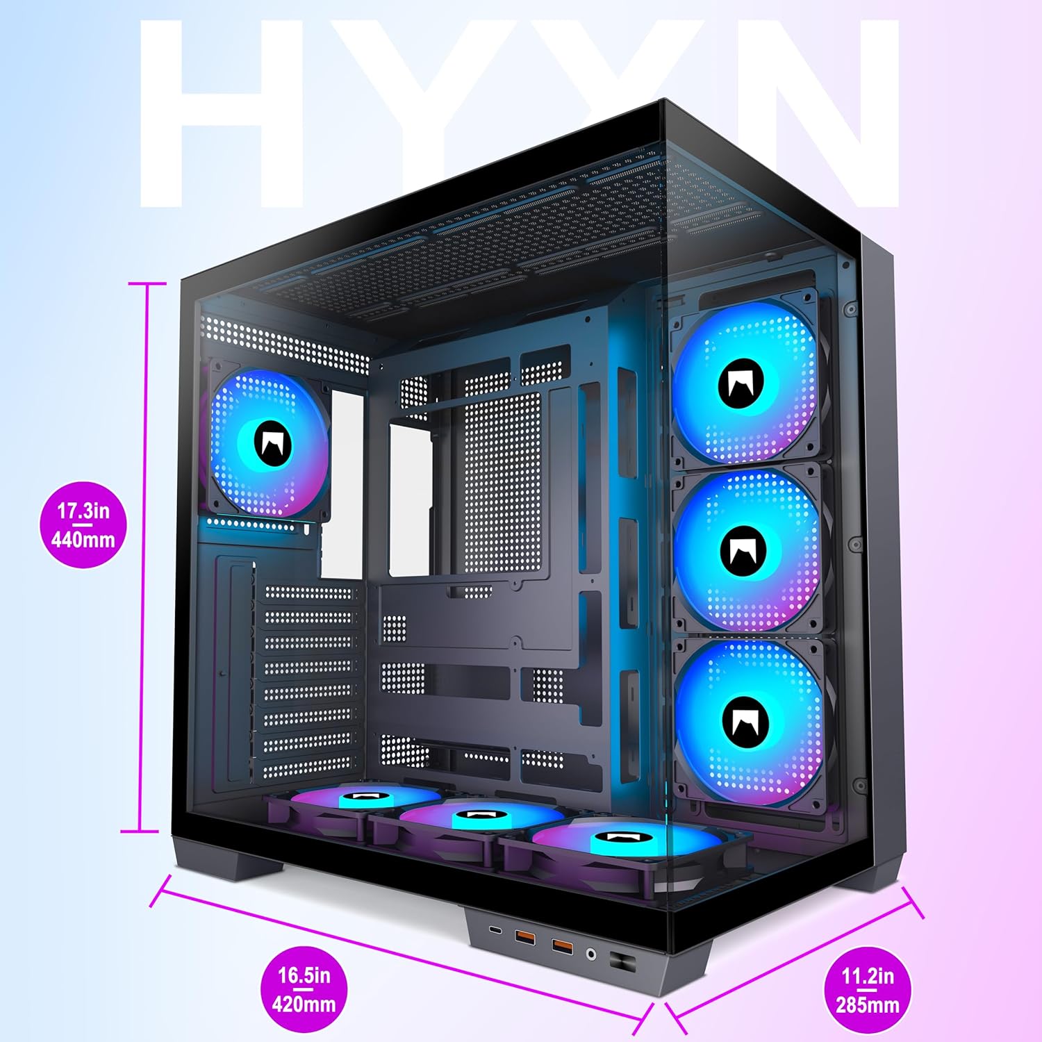 Hyxn H1 Case PC ATX Mid Tower Gaming, Bianco - immagine 8