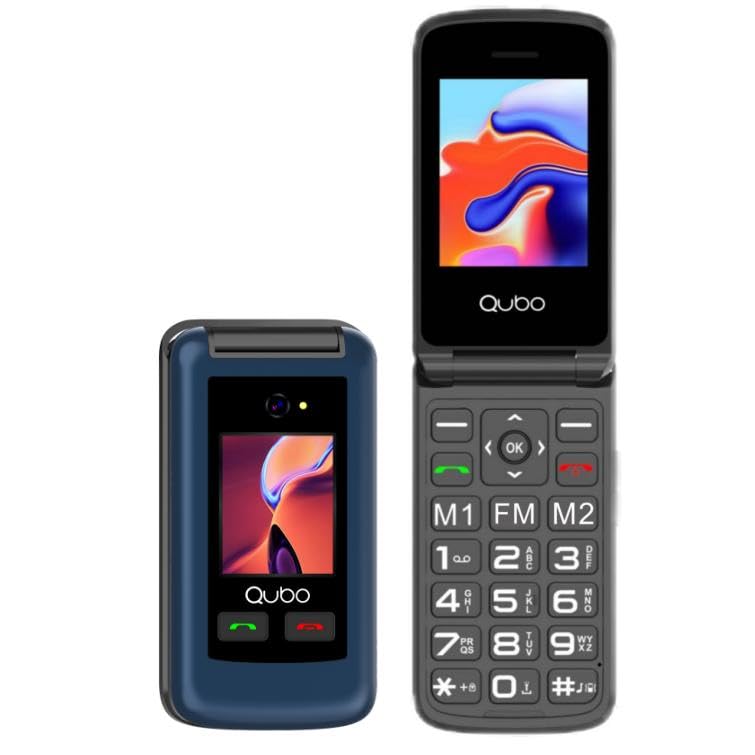 Qubo GSM - Telefono Cellulare Flip per Anziani, Blu