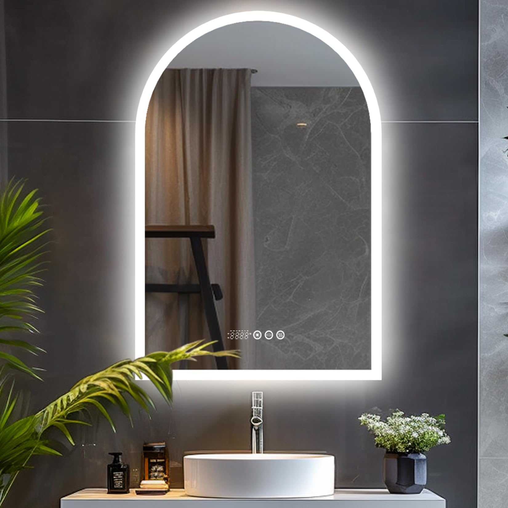 Luvodi Specchio Bagno Retroilluminato Led Arco 90x60 cm