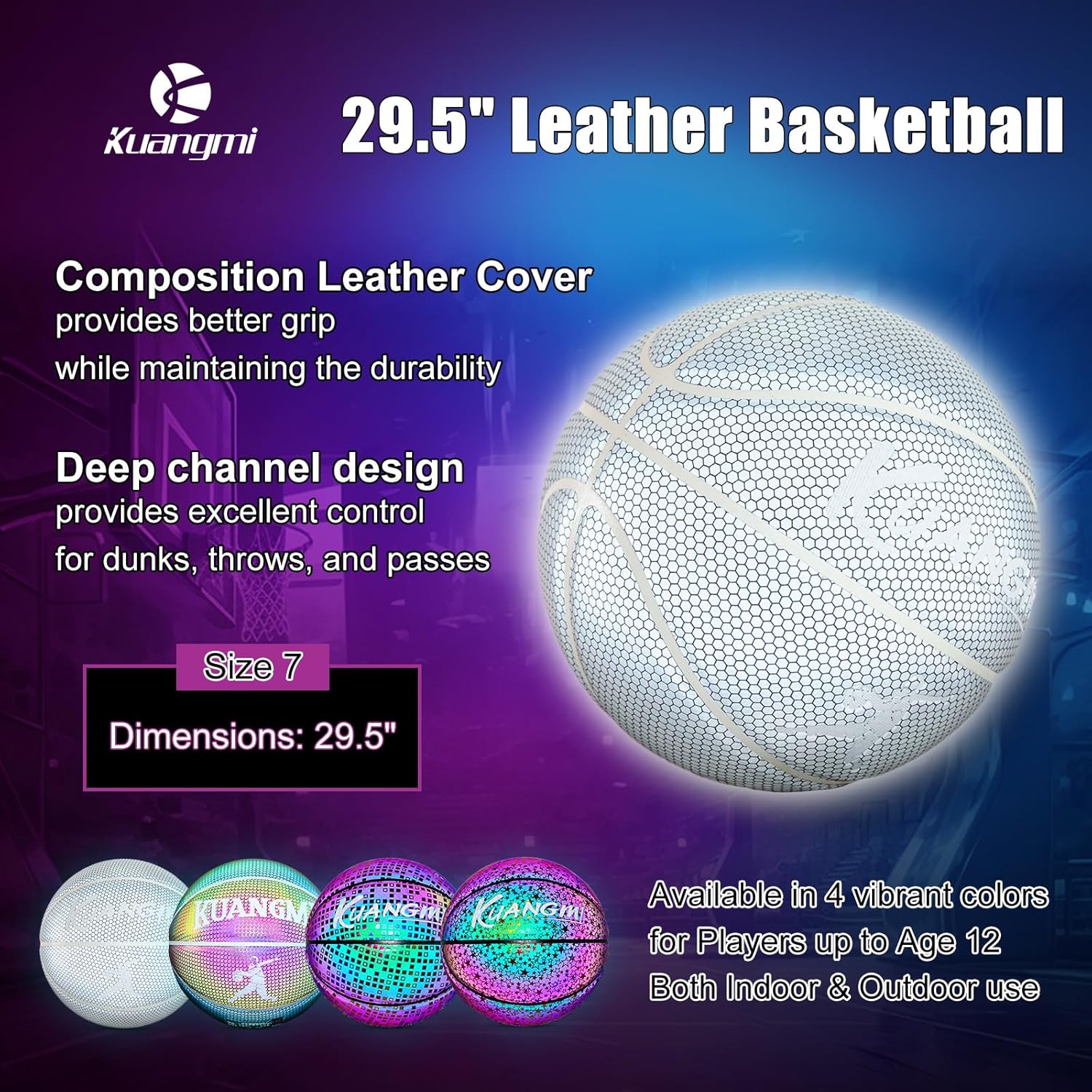 Kuangmi Reflective Glowing Basketball - Taglia 7 - immagine 2