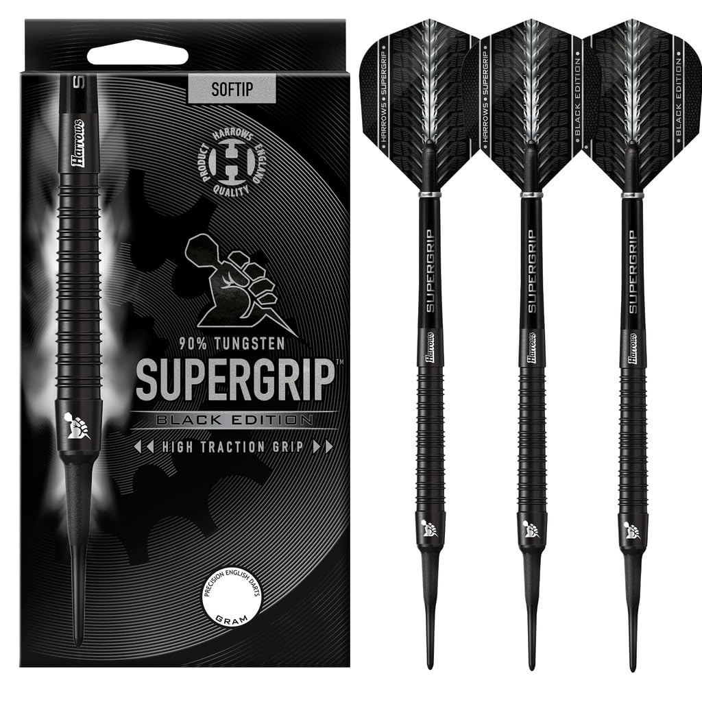 Harrows Set Freccette SUPERGRIP Black Edition 90% Tungsteno
