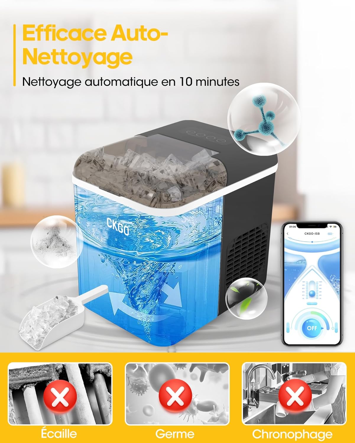 Macchina Ghiaccio Smart con Wi-Fi e Autopulente - immagine 5