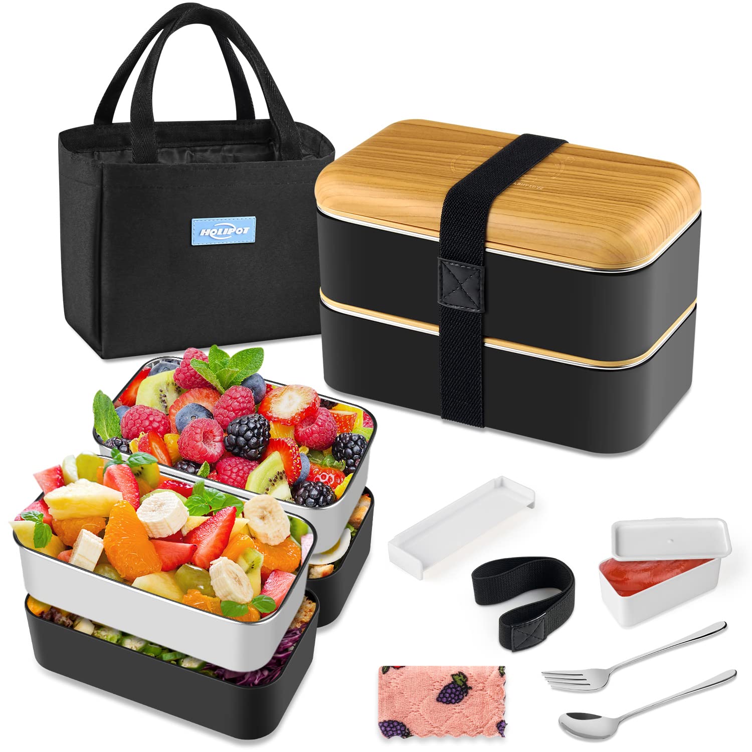 Holipot Lunch Box Ermetico con Posate e Borsa Termica