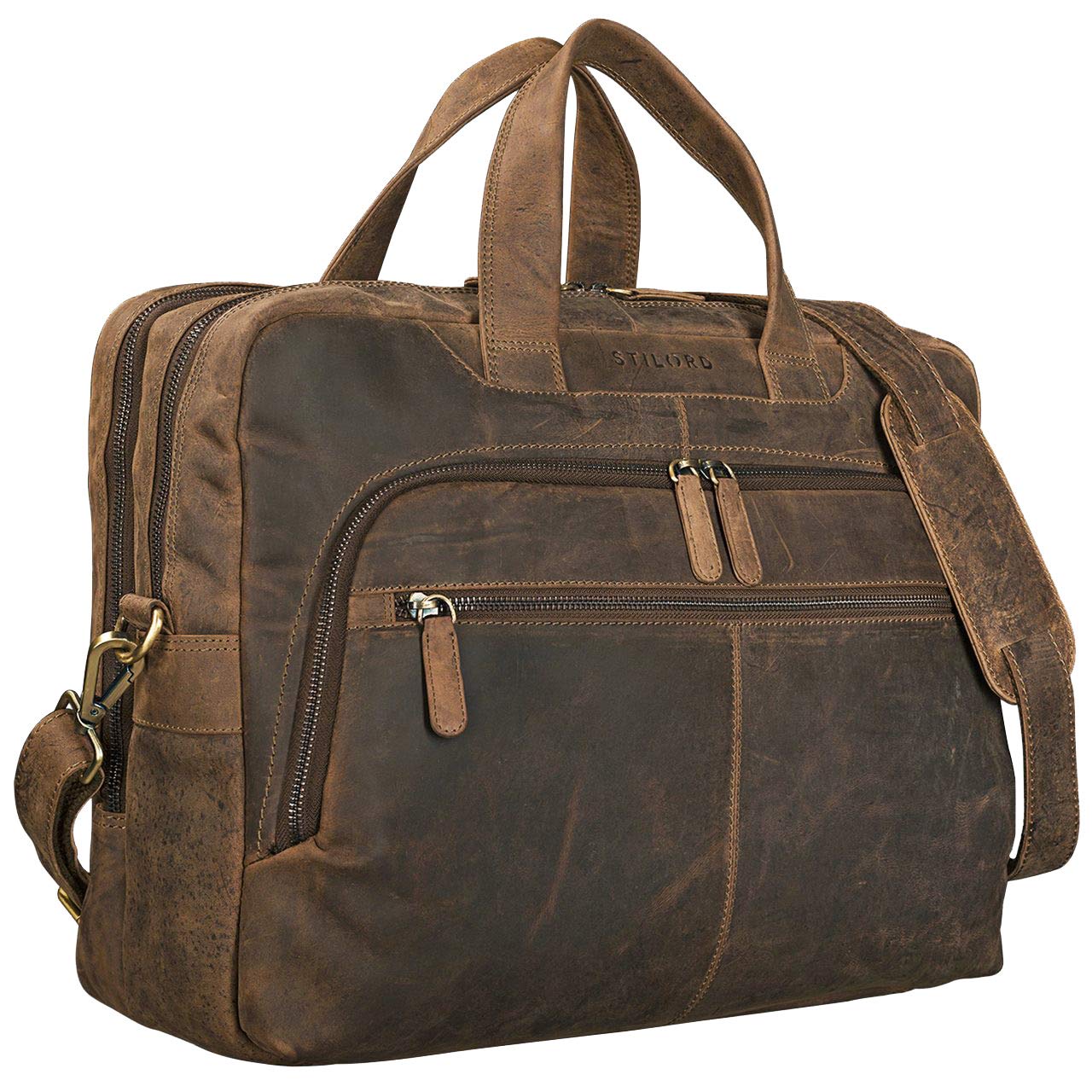 STILORD 'Lias' Borsa a Tracolla in Vera Pelle per Laptop 15,6 Pollici