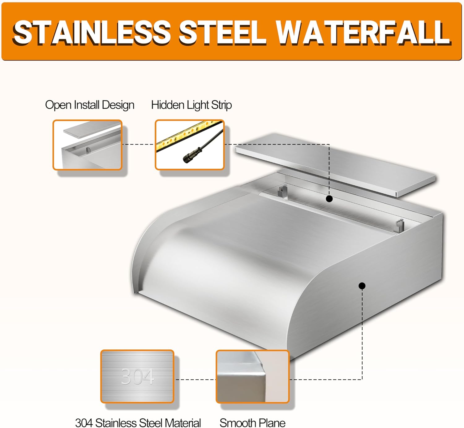 Longrunnew Kit Cascata Piscina Laghetto 30cm - immagine 3