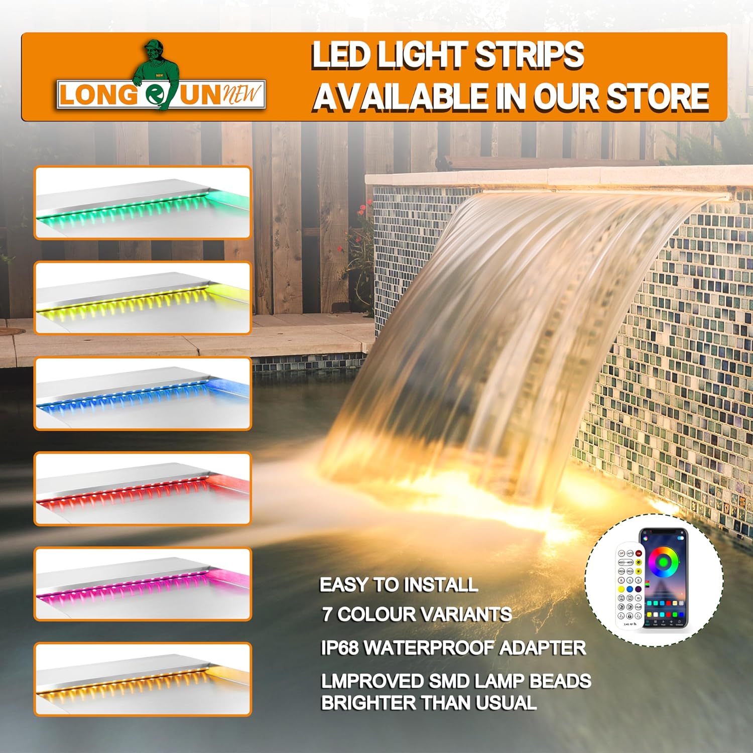 Longrunnew Kit Cascata Piscina Laghetto 30cm - immagine 4