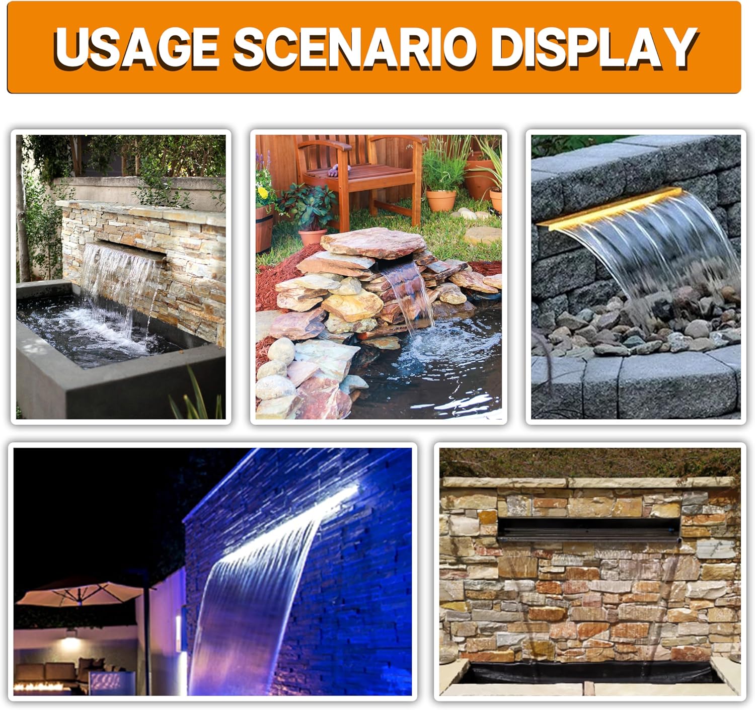 Longrunnew Kit Cascata Piscina Laghetto 30cm - immagine 6