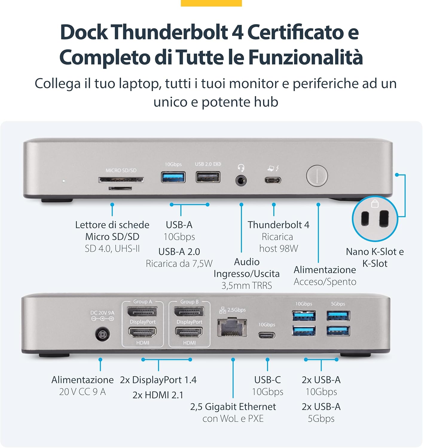 Startech.com Docking Station Thunderbolt 4 - 98W PD - immagine 2