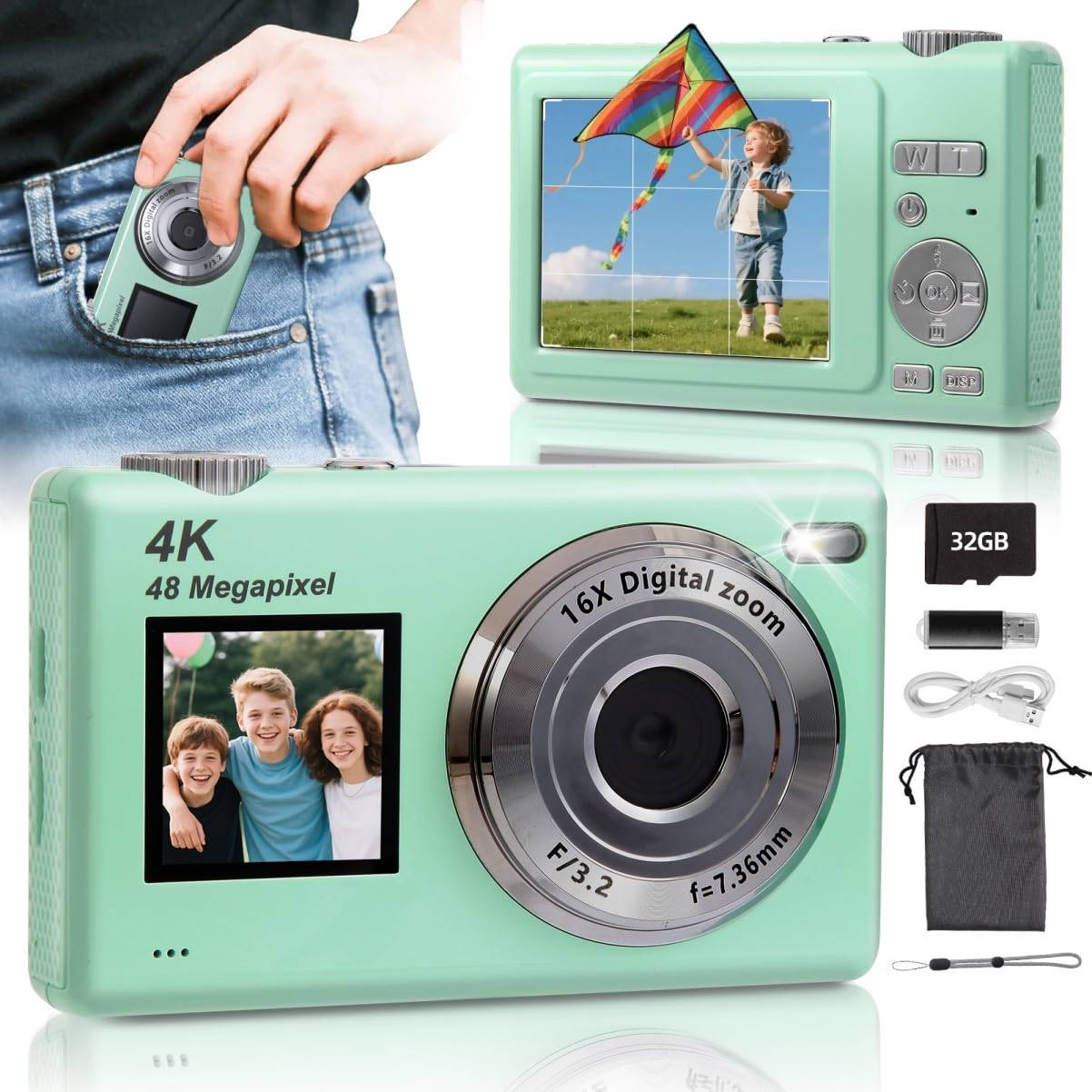 Fotocamera Digitale 4K 48MP Doppio Schermo con 32GB SD