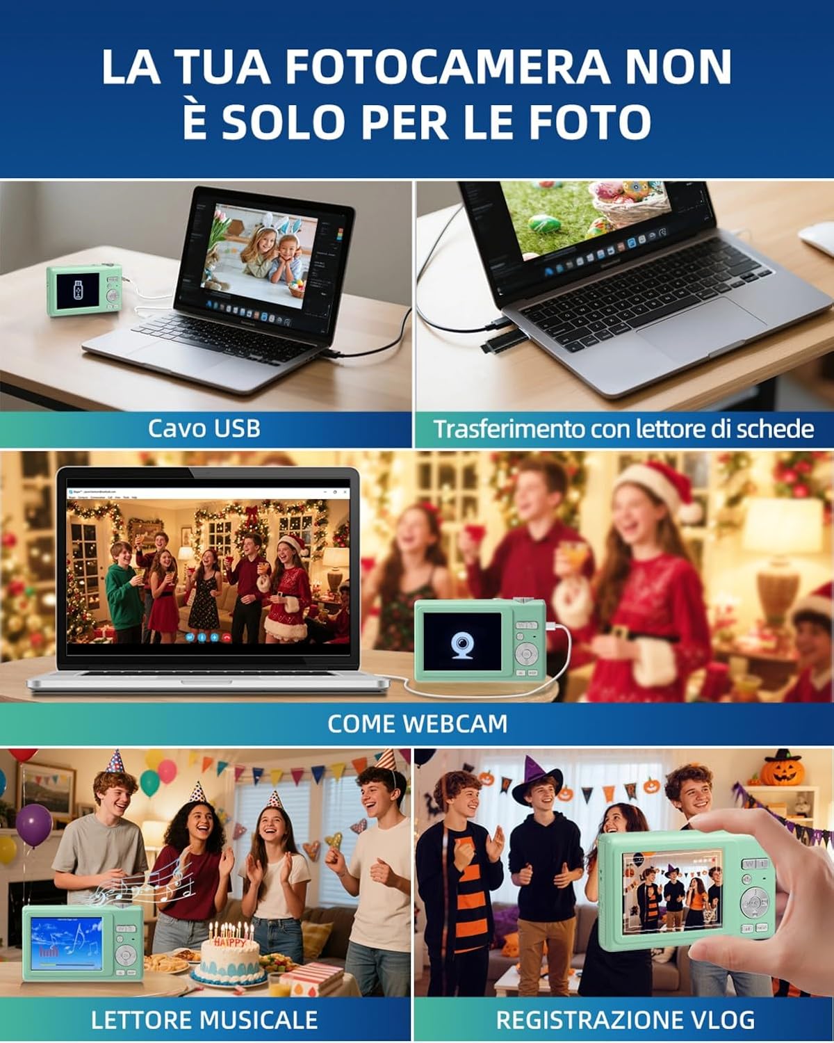 Fotocamera Digitale 4K 48MP Doppio Schermo con 32GB SD - immagine 4