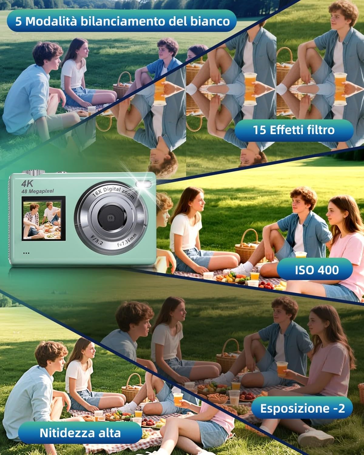 Fotocamera Digitale 4K 48MP Doppio Schermo con 32GB SD - immagine 6